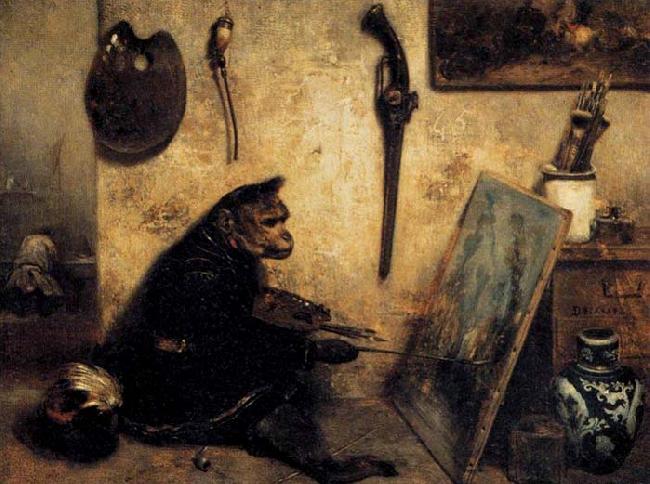 Alexandre Gabriel Decamps The Monkey Painter oil painting image